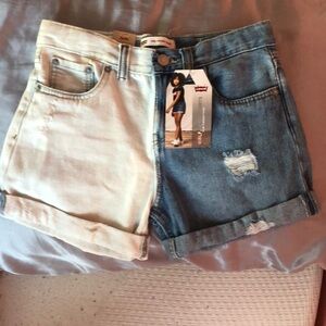 Blue and White Levi Shorts